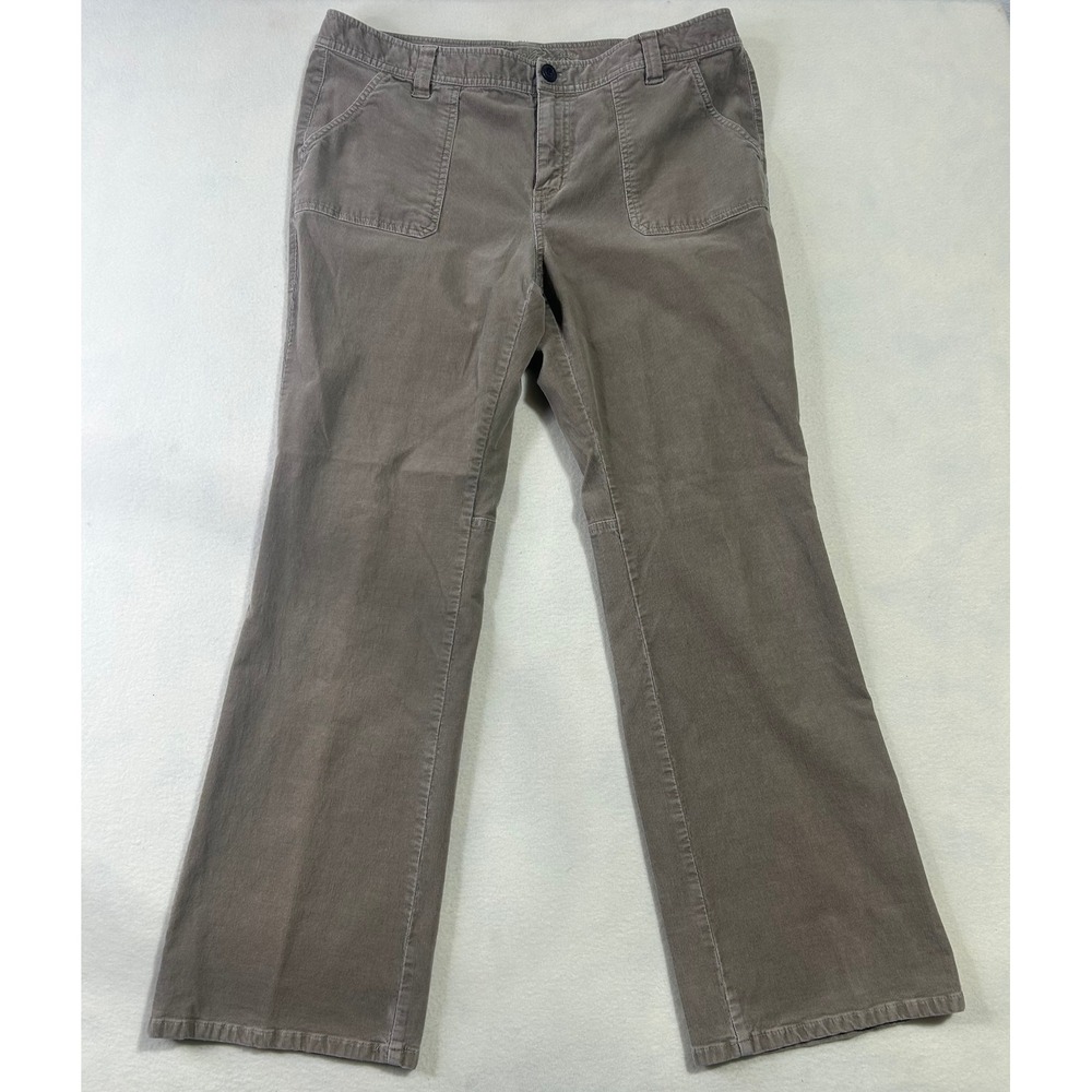 Eddie Bauer Womens Taupe Brown Corduroy Bootcut Patch Pocket‎ Pants Size 16